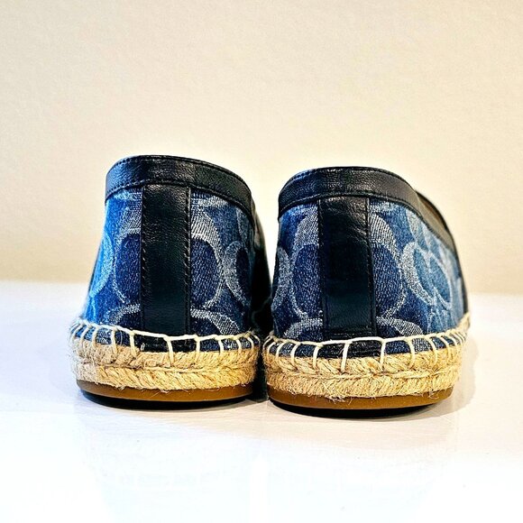 Coach Womens Collins Denim Espadrilles Slip Shoe Size 8 Navy Signature Canvas - Picture 6 of 9